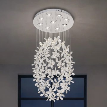 LED kristalna stropna svetilka SAMOA LED/30W/230V premer 40 cm sijajni krom + daljinski upravljalnik