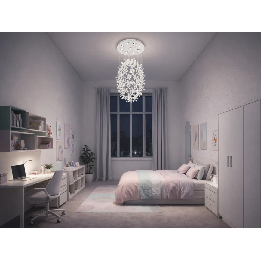 LED kristalna stropna svetilka SAMOA LED/30W/230V premer 40 cm sijajni krom + daljinski upravljalnik