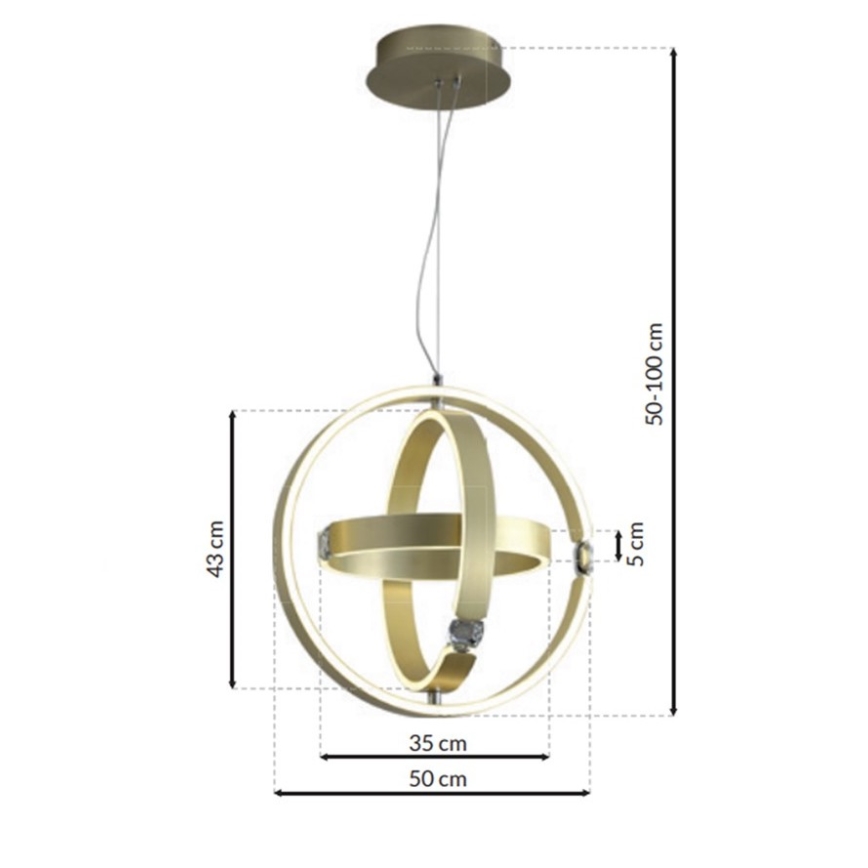 LED Kristalni lestenec na vrvici SIRIUS LED/80W/230V