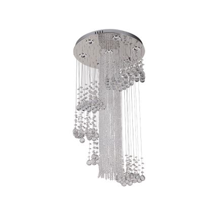 LED kristalna stropna svetilka NAURU LED/24W/230V, premer 45 cm, sijajni krom + daljinski upravljalnik