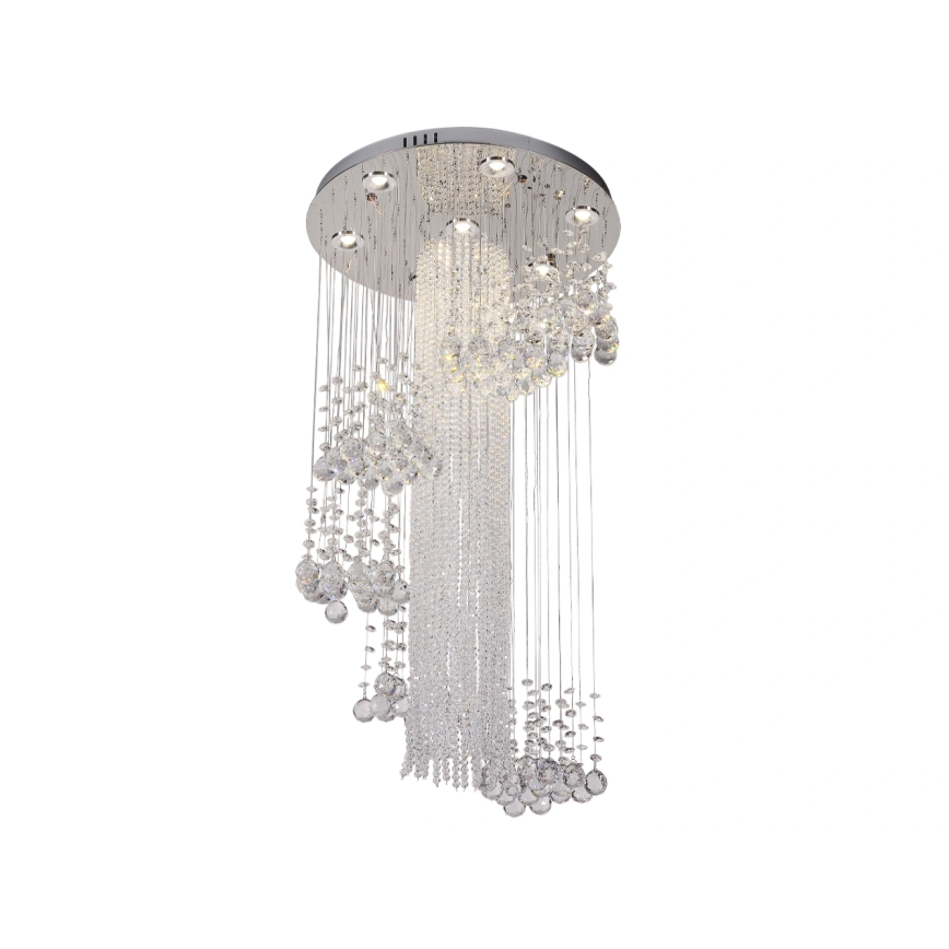 LED kristalna stropna svetilka NAURU LED/24W/230V, premer 45 cm, sijajni krom + daljinski upravljalnik