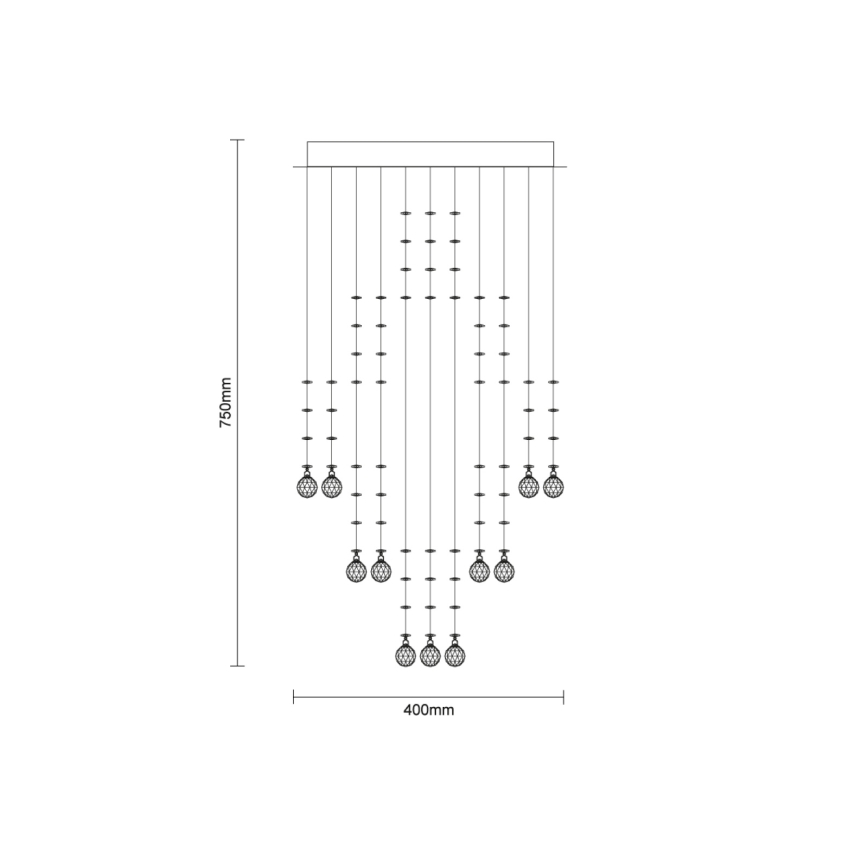 LED stropna svetilka s kristali NAURU LED/24W/230V Ø 40 cm sijajni krom + daljinski upravljalnik