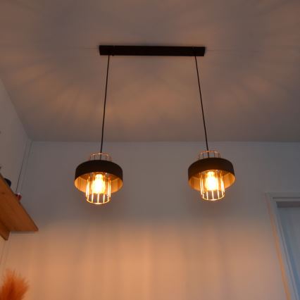 LED LED Lestenec na vrvici VOLTA 2xE27/15W/230V črna/zlata