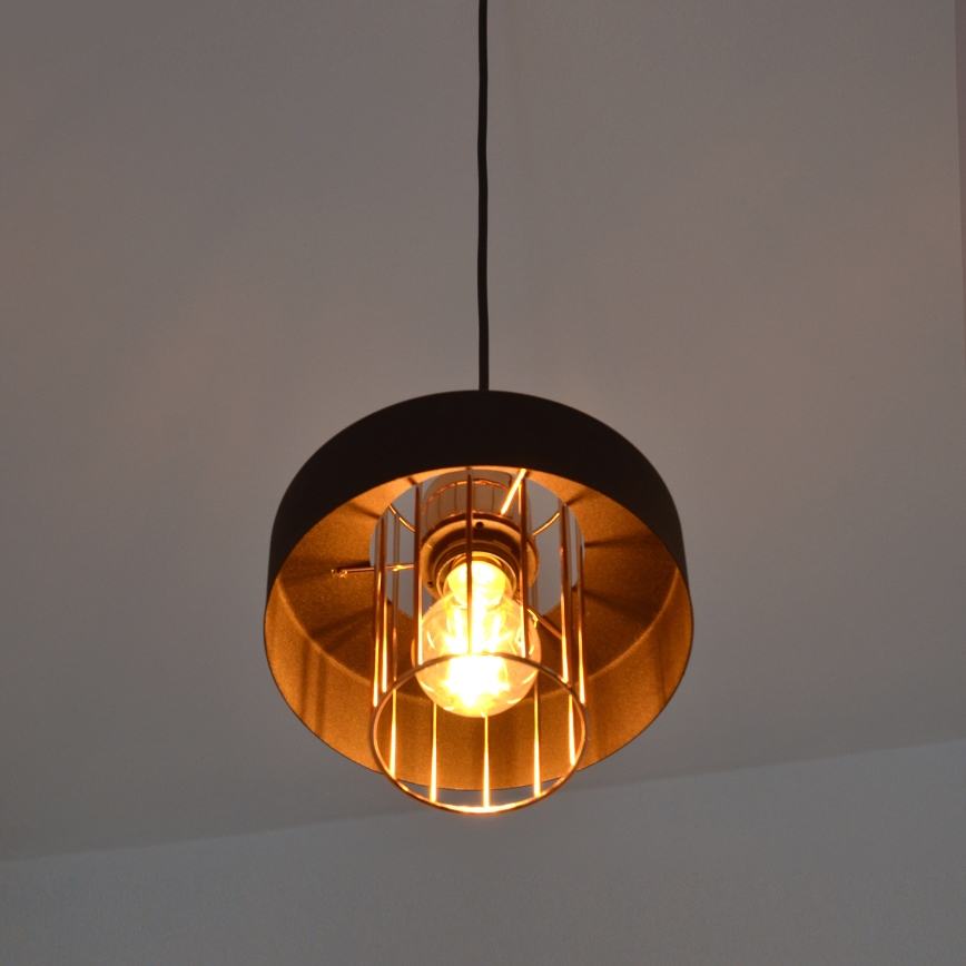 LED LED Lestenec na vrvici VOLTA 2xE27/15W/230V črna/zlata