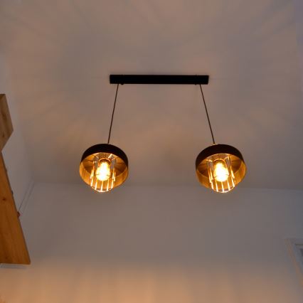 LED LED Lestenec na vrvici VOLTA 2xE27/15W/230V črna/zlata