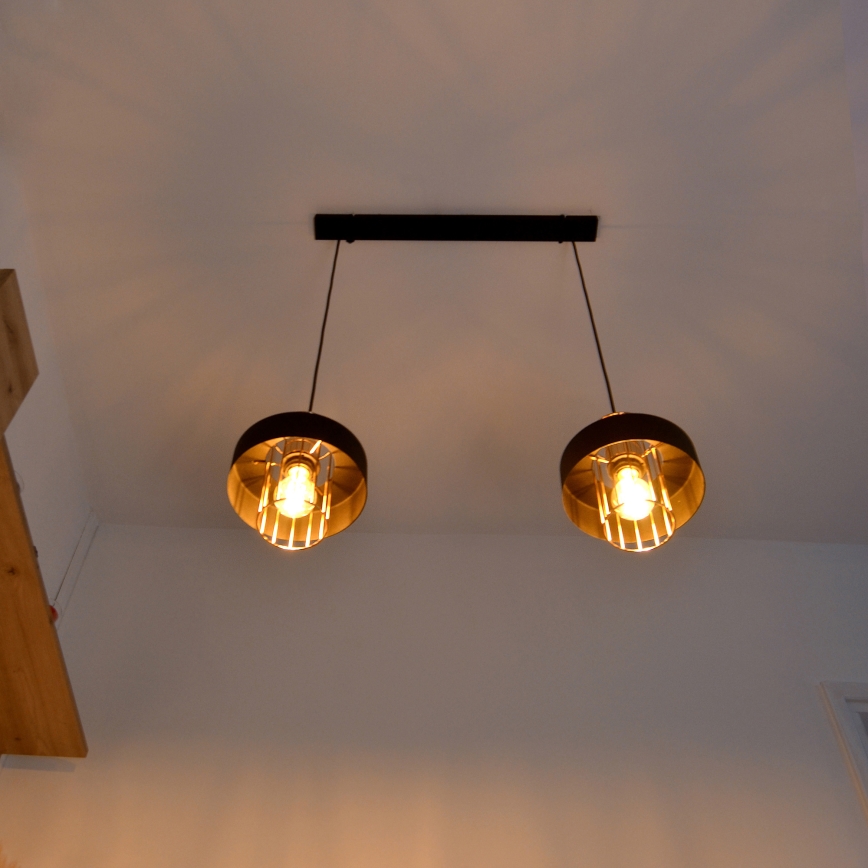 LED LED Lestenec na vrvici VOLTA 2xE27/15W/230V črna/zlata