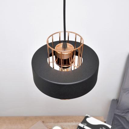 LED LED Lestenec na vrvici VOLTA 2xE27/15W/230V črna/zlata