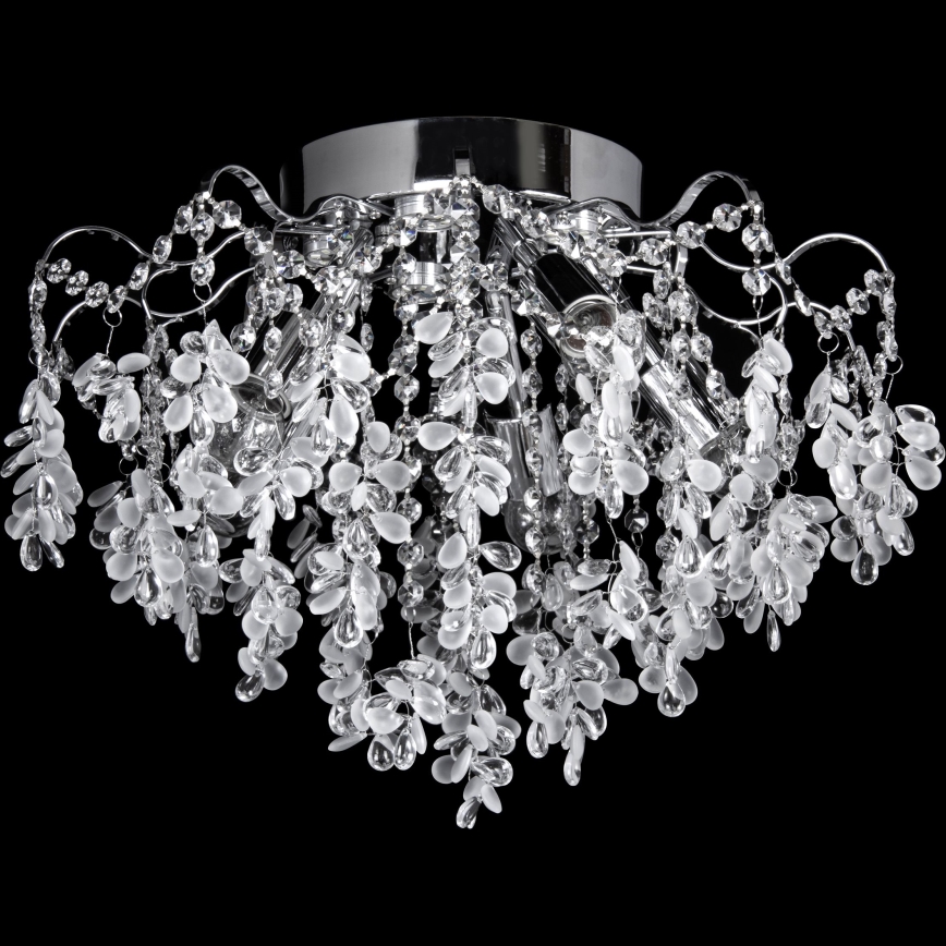 LED Lestenec 4xE27/60W/230V + 4xLED/3W pr. 40 cm sijajni krom