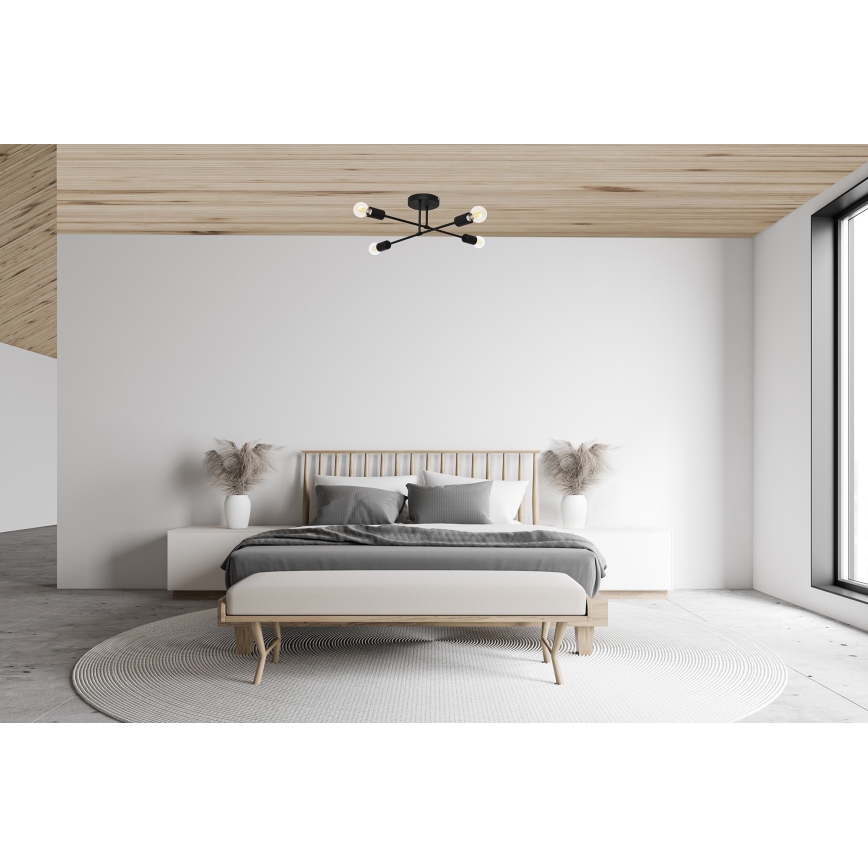 LED Lestenec CAMBRIDGE 4xE27/8W/230V črna