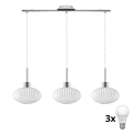 LED lestenec HARMA na kablu 3xE27/60W/230V matni krom/bela