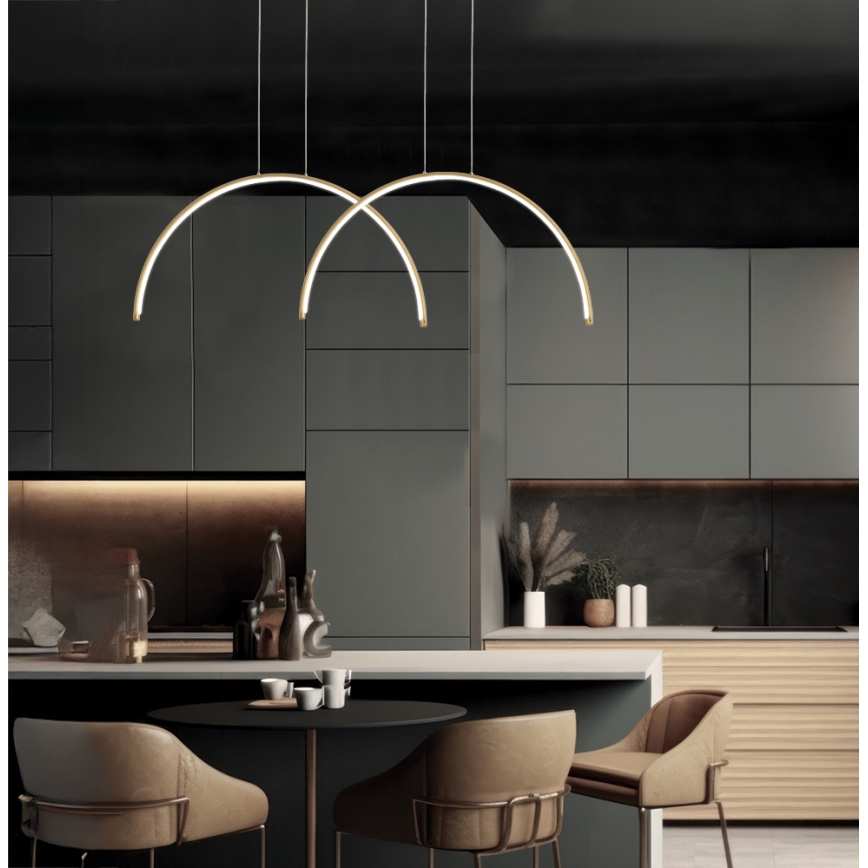 LED lestenec MEGAN na kablu, 39W/230V, v zlati barvi