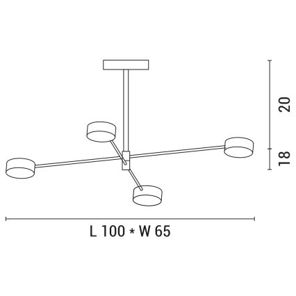 LED Lestenec na drogu 4xLED/12W/230V 4000K zlata