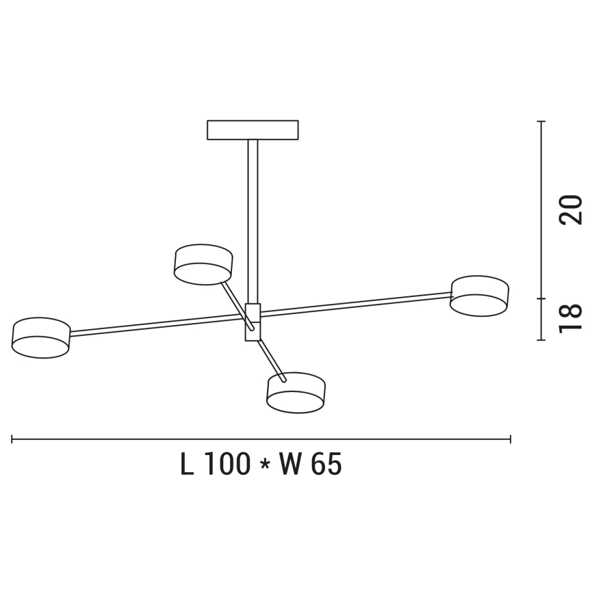 LED Lestenec na drogu 4xLED/12W/230V 4000K zlata