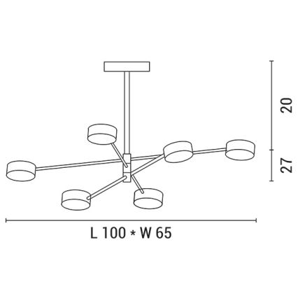 LED Lestenec na drogu LED/30W/230V 3000K zlata