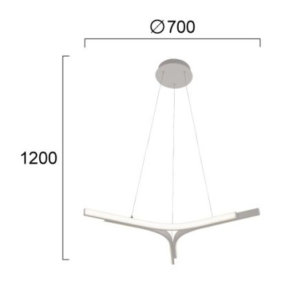 LED lestenec na jeklenem kablu ALTA LED/30W/230V, srebrn