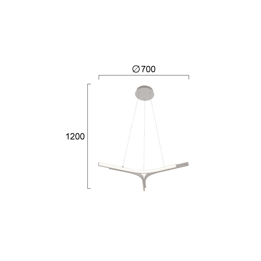 LED lestenec na jeklenem kablu ALTA LED/30W/230V, srebrn