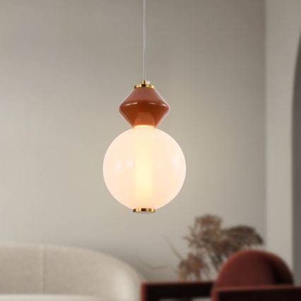 LED lestenec na jeklenem kablu FLORES LED/7W/230V zlata/rjava