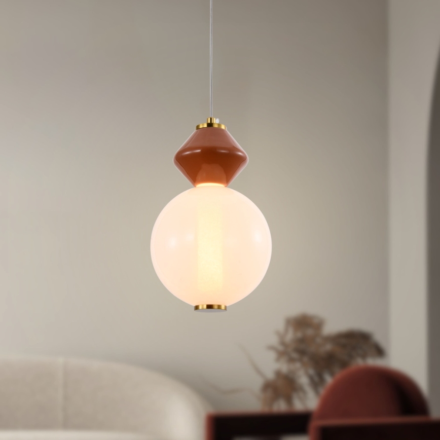 LED lestenec na jeklenem kablu FLORES LED/7W/230V zlata/rjava