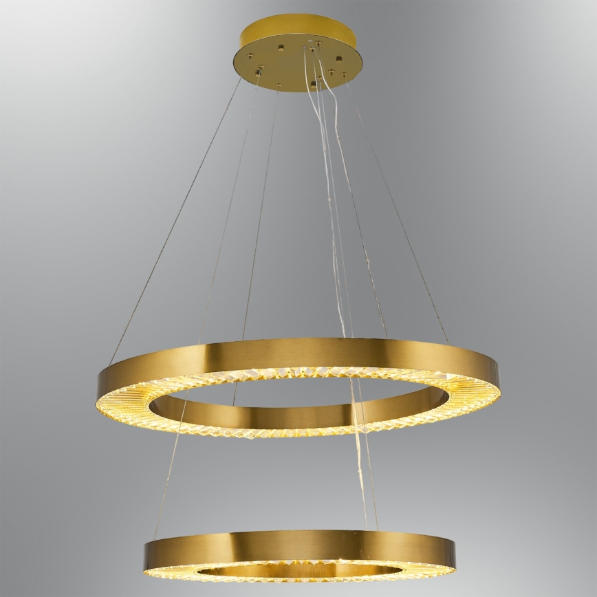LED lestenec na jeklenem kablu JESI LED/140W/230V 3000K, premer 100 cm, bronast