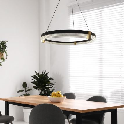 LED lestenec na jeklenem kablu TRIANGLE LED/40W/230V 3000/4000/6000K, premer 60 cm, črna