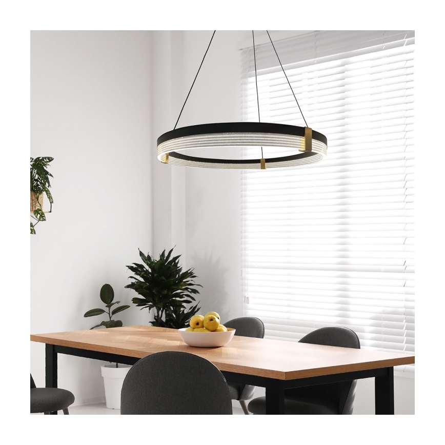 LED lestenec na jeklenem kablu TRIANGLE LED/40W/230V 3000/4000/6000K, premer 60 cm, črna