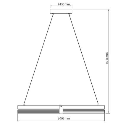 LED lestenec na jeklenem kablu TRIANGLE LED/40W/230V 3000/4000/6000K, premer 60 cm, črna