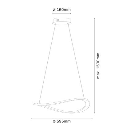 LED lestenec na jeklenem lanku CASHMERE LED/40W/230V, premer 59,5 cm, bež