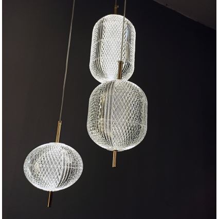 LED lestenec na jeklenem lanku PELLUCID LED/20W/230V bronasta/črna