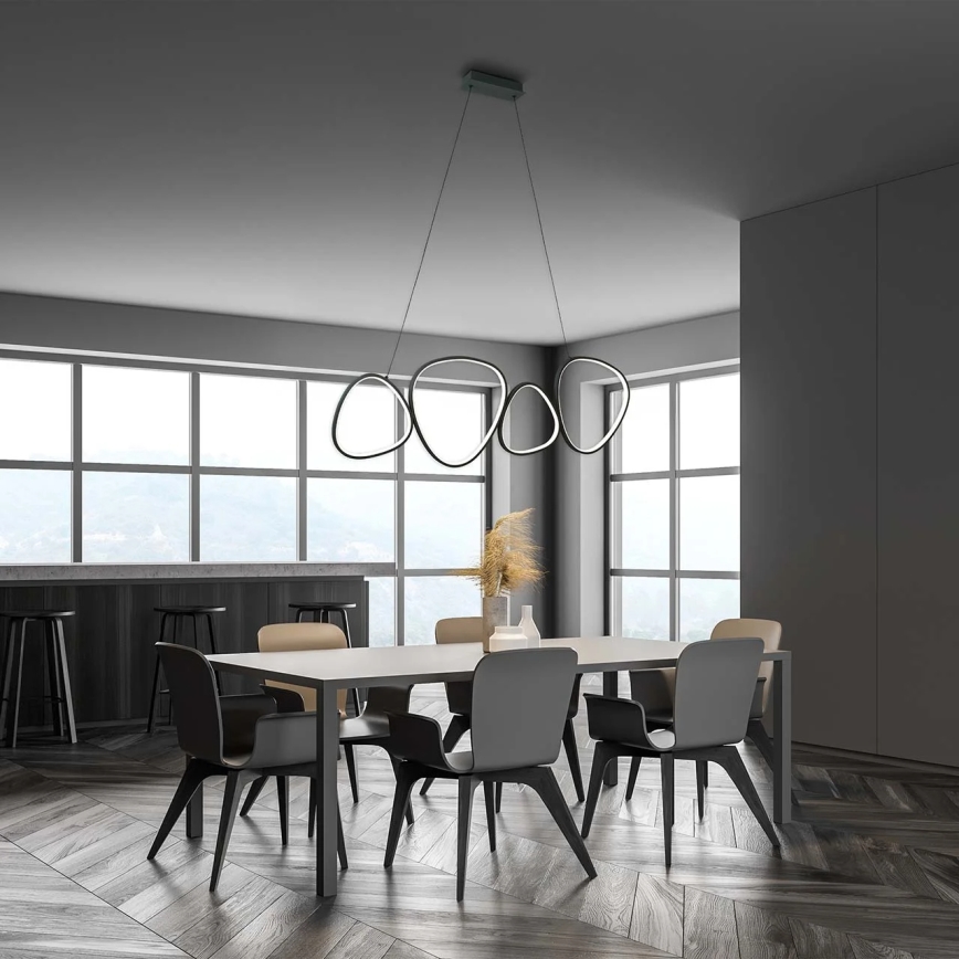 LED lestenec na jeklenem lanku PETRA LED/48W/230V 4000K črna