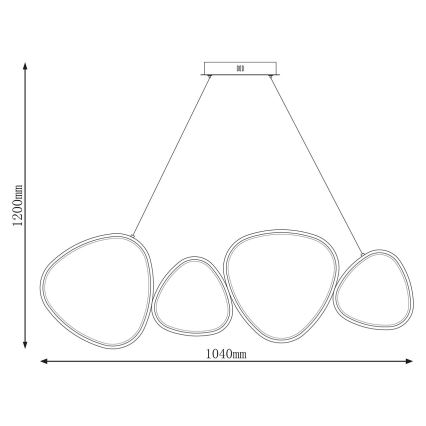 LED lestenec na jeklenem lanku PETRA LED/48W/230V 4000K črna