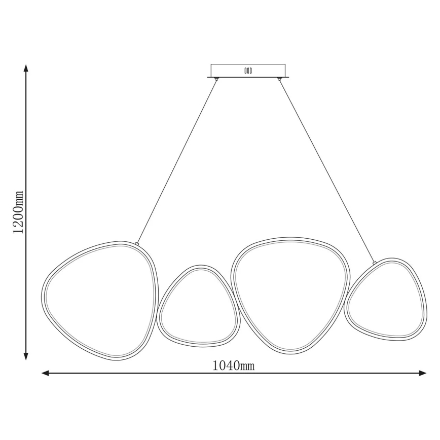 LED lestenec na jeklenem lanku PETRA LED/48W/230V 4000K črna