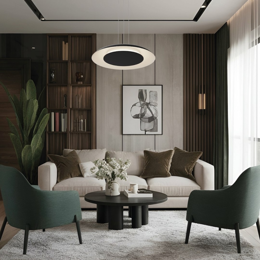 LED lestenec na jeklenem lanku PIATTINO LED/30W/230V 2700/3200/4000K premer 40 cm črn