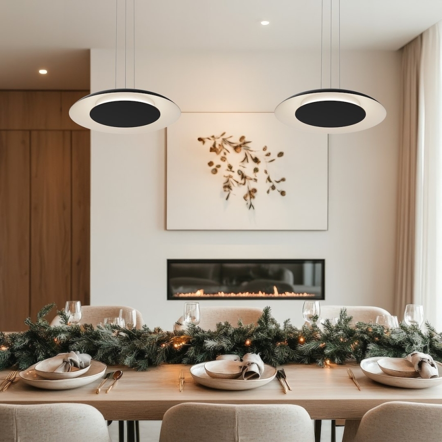 LED lestenec na jeklenem lanku PIATTINO LED/30W/230V 2700/3200/4000K premer 40 cm črn