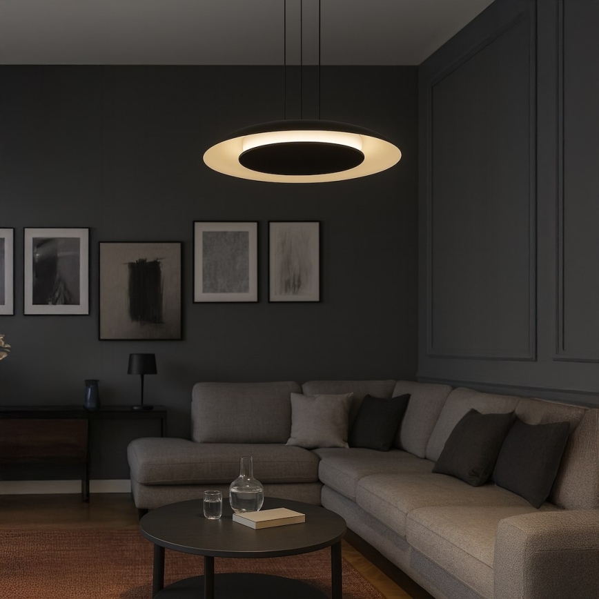 LED lestenec na jeklenem lanku PIATTINO LED/30W/230V 2700/3200/4000K premer 40 cm črn