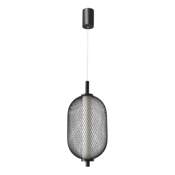 LED lestenec na jeklenem lanku PUMA LED/10W/230V, premer 15 cm, črn