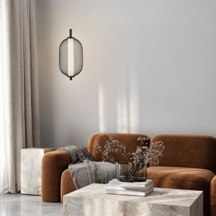 LED lestenec na jeklenem lanku PUMA LED/10W/230V, premer 15 cm, črn
