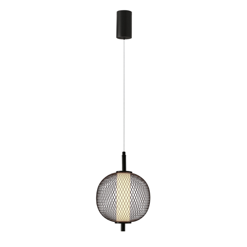 LED lestenec na jeklenem lanku PUMA LED/10W/230V, premer 20 cm, črna
