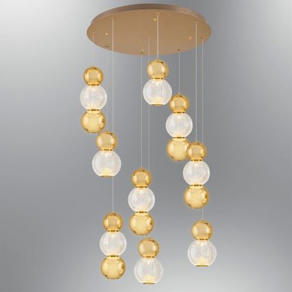 LED lestenec na jekleni vrvi CREMONA LED/51W/230V 3000K zlat