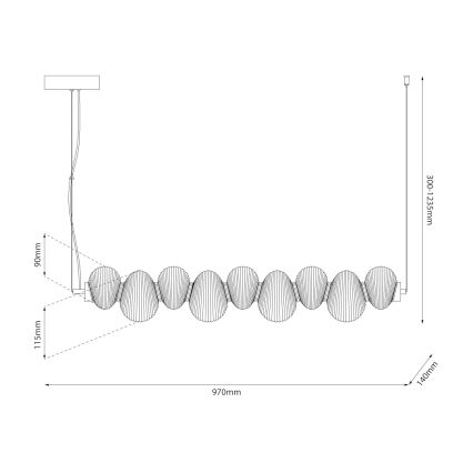 LED lestenec na jekleni vrvici BOLLA LED/32W/230V sijajni krom/dimno siva
