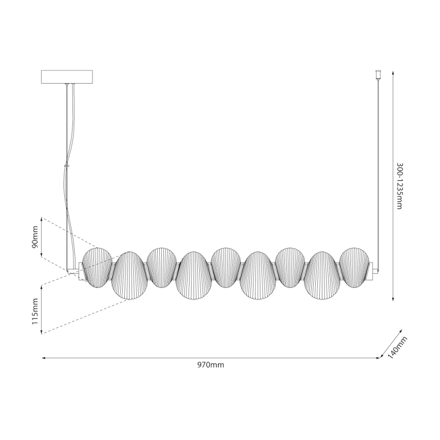 LED lestenec na jekleni vrvici BOLLA LED/32W/230V sijajni krom/dimno siva