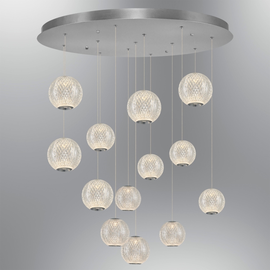 LED lestenec na jekleni vrvici CREMONA 13xLED/5W/230V 3000K matni krom