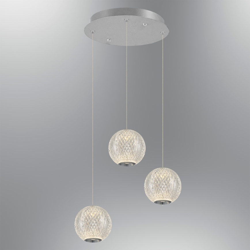 LED lestenec na jekleni vrvici CREMONA 3xLED/5W/230V 3000K matni krom