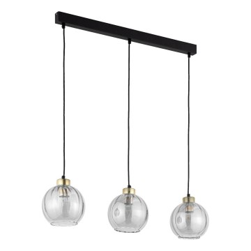 LED lestenec na jekleni vrvici DEVI 3xE27/15W/230V črna/dimna