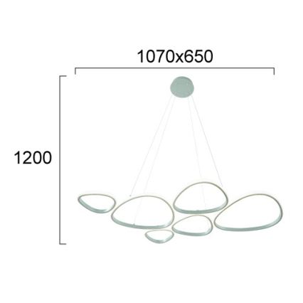 LED lestenec na jekleni vrvici HELIX LED/61W/230V, srebrne barve