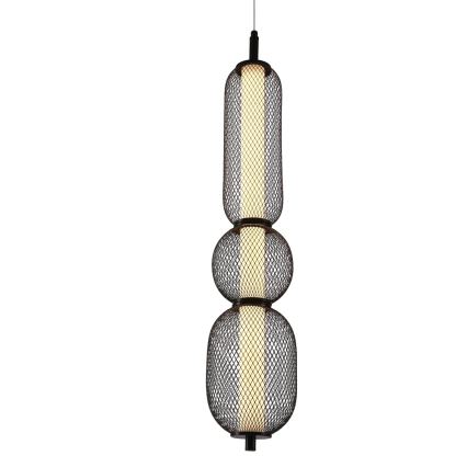 LED lestenec na jekleni vrvici PUMA LED/15W/230V, premer 14 cm, črna