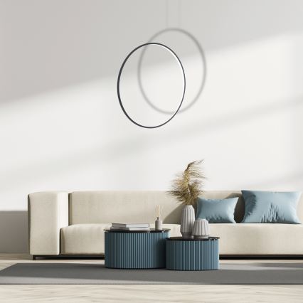 LED lestenec na jekleni vrvici SATURNO LED/46 W/230 V, premer 80 cm, IP44, črna