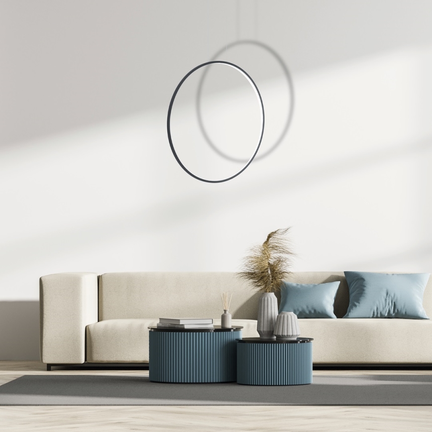 LED lestenec na jekleni vrvici SATURNO LED/46 W/230 V, premer 80 cm, IP44, črna