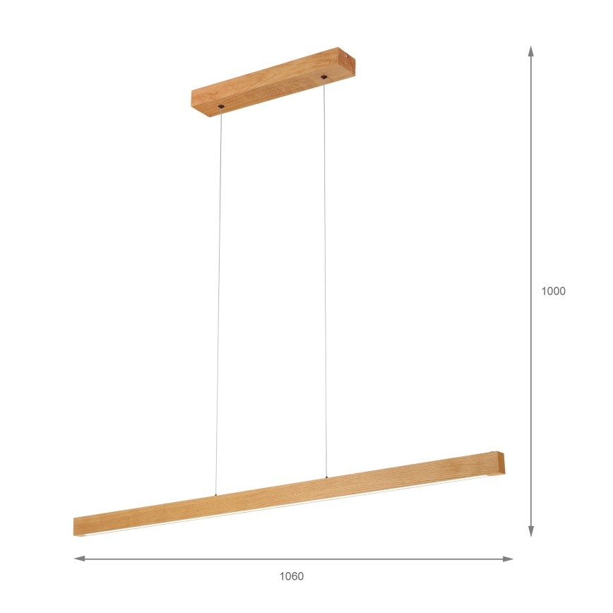 LED lestenec na jekleni vrvici VERDE LED/18W/230V 3000K 106 cm hrast