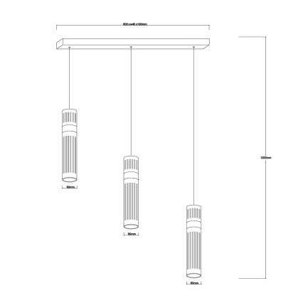 LED lestenec na kablu AMBIENTE 3xLED/6W/230V 3000/4000/6000K zlata