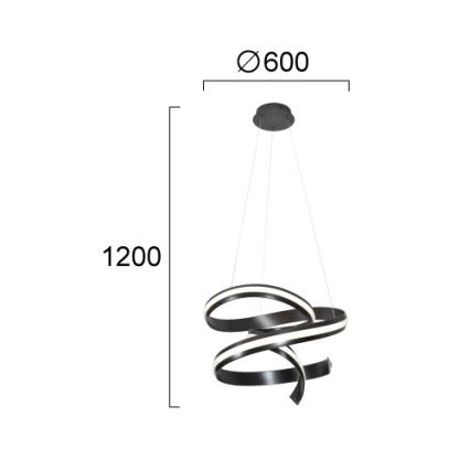 LED lestenec na kablu AREZIA LED/62W/230V črna